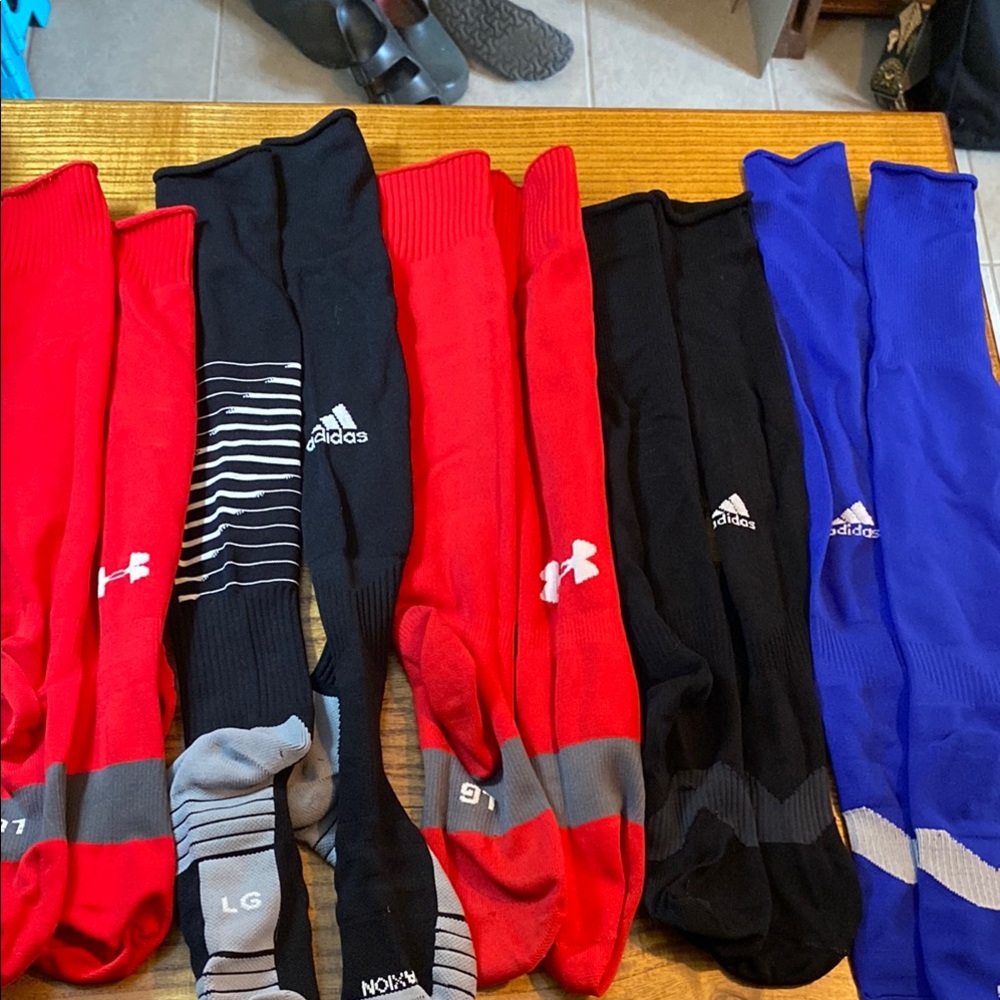 Adidas and Under Armour Athletic Socks 5 pair - large